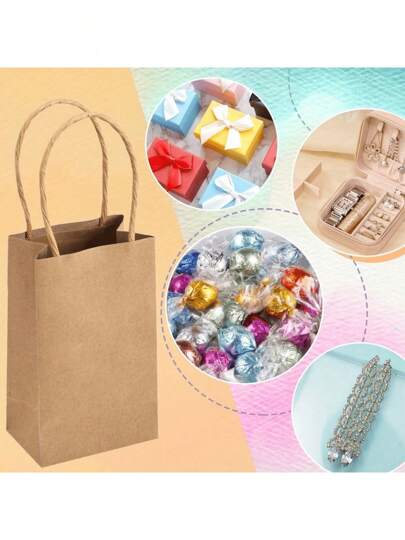 25 قطعة/10 قطع/1 قطعة حقيبة مصنوعة من الجلد الطبيعي للماشية ذات مقبض يدوي ، حقيبة تسوق ورقية بنية فضفاضة، حقيبة هدية لحفلات الزفاف وعيد الميلاد والحفلات، أكياس بيع بالتجزئة، حقيبة يدوية لمشروع صغير، حقيبة حلوى ووجبات خفيفة، مناسبة لصناعة الهدايا اليدوية ،