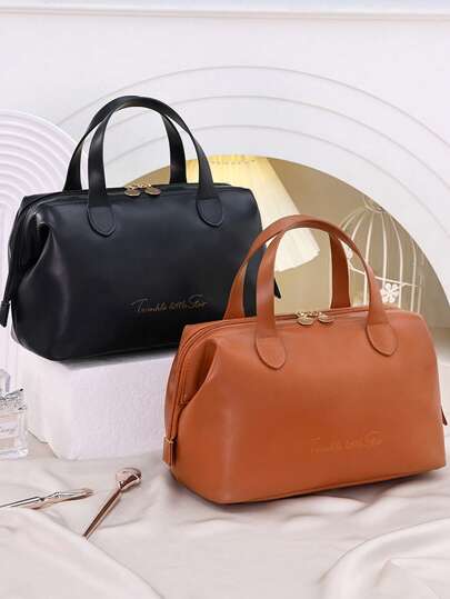 حقيبة مكياج ذات قدرة استيعابية كبيرة متعددة الطبقات، مقاومة للماء من البولي يوريثان، محكمة الإغلاق بسحاب، محمولة يدوياً، منظم السفر، جنسي