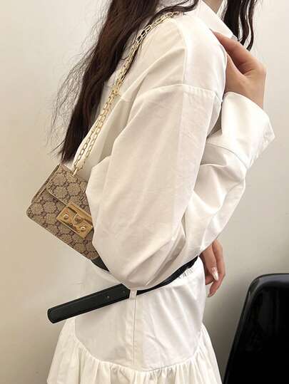 1 حقيبة بو راقية منتقاة، ذات طراز قديم عصري صغيرة للعملات المعدنية، قابلة للاستخدام على الكتف واليد، تصميم أنيق، رباط قابل للتنظيم، طول مناسب، مناسبة للاستخدام اليومي ولرحلات المدرسة والخروج، هدية مثالية للأصدقاء