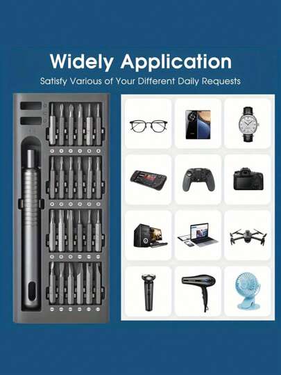 طقم مفك براغي 25 في 1 دقيق ، أدوات إصلاح متعددة الوظائف لتفكيك الهاتف المحمول واللوحة ، بلاستيك، غير مشحون - بأنواع مختلفة من رؤوس البراغي