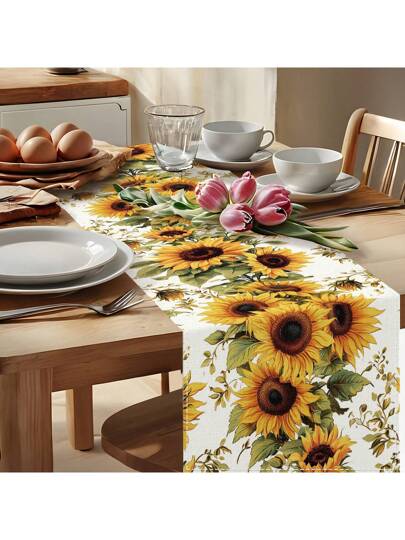 1 قطعة من سفرة الطاولة ذات سلسلة زهرة دوار الشمس الجديدة للربيع/الصيف ،سفرة طاولة زهرة دوار الشمس الصيفية ،ديكور طاولة البار الطويل،سفرة ديكورية لأجواء المطاعم،سفرة داخلية/خارجية وهدايا ديكور المنزل