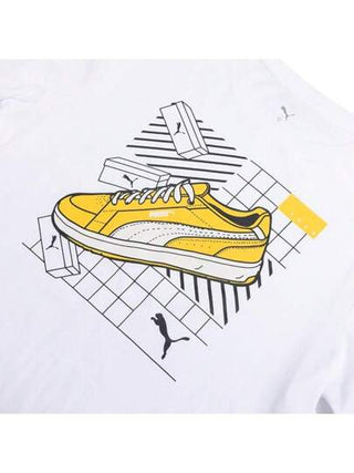 Puma ملابس علوية تشيرت رياضي بجم قصير مطبوع برسومات رياضية للرجال للركض والسباحة والتدريب الرياضي، ملابس رياضية كاجوال للبسكتبول وياقة نصف فتحة رقم 634202-02