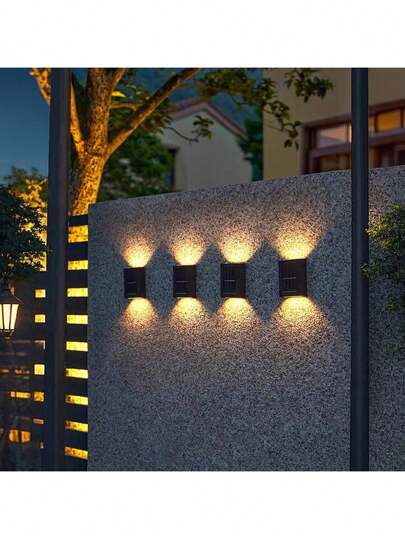 قطعة إضاءة حائط شمسية LED مقاومة للماء للخارج، إنارة شمسية LED مقاومة للماء، ديكور شرفة، مستخدمة لأرضية الرصيف وساللم وأسوار وخدمات البريد والساحات والممرات, باللون الأبيض الدافئ