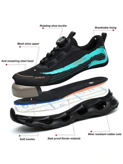 بوت برغي دوارة جديدة،بوت أمان مسامية ذات نقاط فولاذية للأمن والحماية من الثقب، بوت عمل صلبة غير قابلة للتدمير وآمنة للرجال والنساء، مضادة للسحق والثقب، بنعل خفيف، بوت أمان