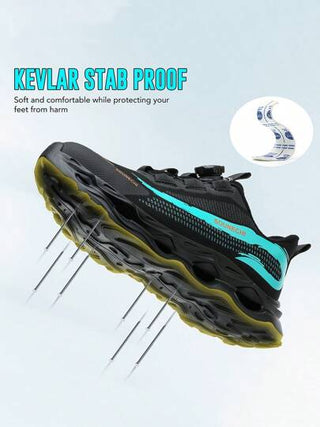 بوت برغي دوارة جديدة،بوت أمان مسامية ذات نقاط فولاذية للأمن والحماية من الثقب، بوت عمل صلبة غير قابلة للتدمير وآمنة للرجال والنساء، مضادة للسحق والثقب، بنعل خفيف، بوت أمان