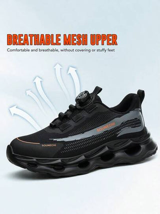 بوت أمان جديدة دوّارة السنارة، بوت أمان برباط بوت، بوت أمان حماية قدم مع نعل مقاوم للثقب ومضاد للاهتراء، بوت واقية خفيفة الوزن مناسبة للرجال والنساء، بوت أمان مضادة للتهشيك والثقب