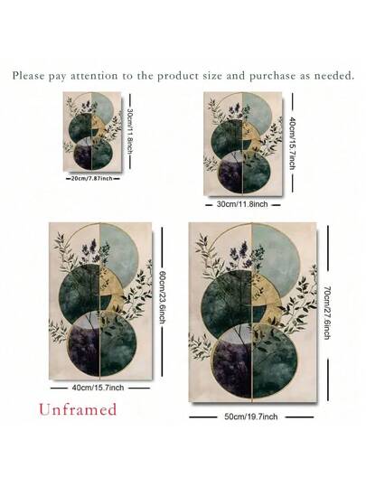 مجموعة 3 قطع من لوحات الحائط المطبوعة على قماش النباتات الخضراء الحديثة - أنيقة وبسيطة ، مثالية لديكور غرفة المعيشة والنوم والمكتب ، هدية ديكور منزلي جمالي، إطار اختياري