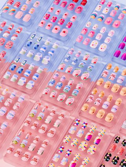 144 قطعة أظافر تقليدية صغيرة الحجم بتصميم جميل ، أظافر أكريليك مزيفة تلتصق بالضغط، غطاء كامل قصير بشكل بيضاوي ، طقم أدوات فن الأظافر ، أظافر تلتصق بالضغط وديكورات للأظافر هدايا وشريط لاصق مع التعبئة بأكياس أوبي ، لا يشمل العرض البلاستيكي