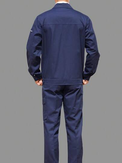 بذلة عمل طويلة الأكمام، ماصة للرطوبة، بزة صناعية لإصلاح السيارات والمصنع والورشة والحدادة والنقل وصيانة الميكانيكا والتدفئة والتهوية والتكييف، لفصول الربيع والخريف والشتاء، بتصميم أزرق أكمام طويلة