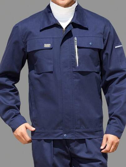 بذلة عمل طويلة الأكمام، ماصة للرطوبة، بزة صناعية لإصلاح السيارات والمصنع والورشة والحدادة والنقل وصيانة الميكانيكا والتدفئة والتهوية والتكييف، لفصول الربيع والخريف والشتاء، بتصميم أزرق أكمام طويلة