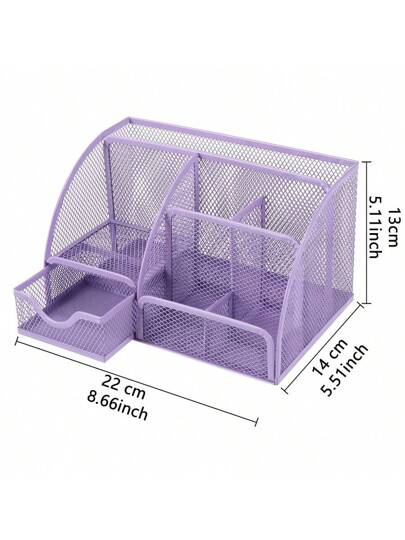 منظم درج مكتبي، درجة شبكية كلاسيكية، حامل قلم معدني، مساحة كبيرة، منظم مكتبي متعدد الاستخدامات للمكتب، المنزل، مستلزمات المدرسة (اللون الرمادي 1حزمة)