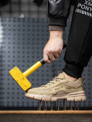 أحذية رجالية بأطراف حماية من الصلب، مريحة وقابلة للتهوية، أحذية أمان صيفية رياضية، أحذية عمل للصناعة والبناء والمستودعات والبستنة، حذاء واقي