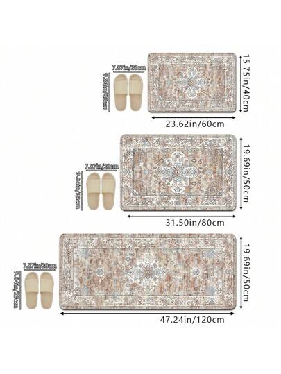 1 قطعة سجادة باب مطبوعة بتصميم فني متعدد الألوان على الطراز البوهيمي، ناعمة مانعة للانزلاق، ماصة للماء، قابلة للغسل آليًا، بنفس الحجم المستطيل والرصاص المنخفض للمعيشة والنوم والمطبخ والغسيل