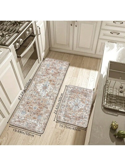 1 قطعة سجادة باب مطبوعة بتصميم فني متعدد الألوان على الطراز البوهيمي، ناعمة مانعة للانزلاق، ماصة للماء، قابلة للغسل آليًا، بنفس الحجم المستطيل والرصاص المنخفض للمعيشة والنوم والمطبخ والغسيل