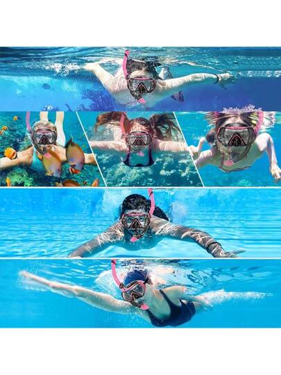 مجموعة واحدة من معدات السنوركل للكبار، تشمل قناع السنوركل وأنبوب التنفس، أنبوب تنفس جاف، معدات سنوركل احترافية بمجال رؤية بانورامي 180 درجة، قناع سنوركل مع تنفس حر، مناسب للسنوركل وغطس حر والسباحة