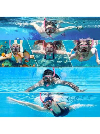 مجموعة واحدة من معدات السنوركل للكبار، تشمل قناع السنوركل وأنبوب التنفس، أنبوب تنفس جاف، معدات سنوركل احترافية بمجال رؤية بانورامي 180 درجة، قناع سنوركل مع تنفس حر، مناسب للسنوركل وغطس حر والسباحة