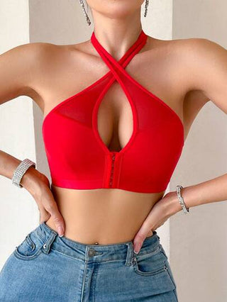 حمالة صدر شبكية بوصلة أمامية ذات تصميم متباعد وأنيق، مناسبة للصيف