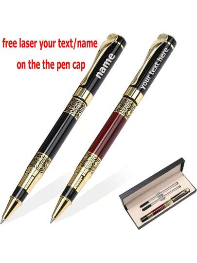 أقلام كلاسيكية فاخرة بطراز رجعي كلاسيكي، أفضل طقم أقلام هدية لرجال ونساء المهنة والتنفيذيين، للمكتب ، أقلام راقية في علبة هدية فاخرة (أسود وأحمر)