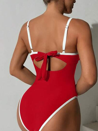 مايوه حريمي قطعة واحدة Swim Chiccia بدلة سباحة قطعة واحدة للنساء بلون سادة، ذات كأس لين، مشدودة بعظم الصلب، قطع بألوان متباينة لجزء الساق العالي