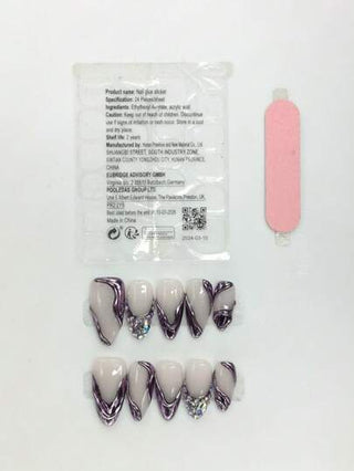 10 قطع, أظافر قابلة للضغط, مجموعة عبارة عن أظافر مزينة بمرآة معدنية وردية مغلفة برينستونات لامعة بطريقة دخانية, وتشمل المجموعة جل جيلي وملف أظافر صغير, بالإضافة إلى مجموعة من الأظافر القابلة للضغط الجميلة مصنوعة يدويًا.