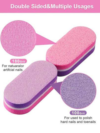 50/30/10 قطعة من ملفات تزيين الأظافر البيضاوية الصغيرة، قطعة بلوك تلميع للأظافر، قطعة إسفنجية للتلميع 100/180 درجة، شريط تنعيم طلاء الأظافر، ملف بلوك تمريرة للأظافر، أدوات مانيكير