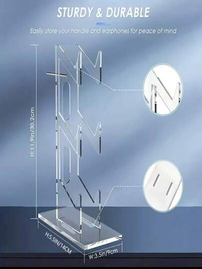 1 قطعة رف تخزين عام، حامل سماعات الرأس، رف معلق من الأكريليك الشفاف، رف معلق قابل للفك، حامل لأجهزة العرض على المكتب، متوافق مع وحدات التحكم في ألعاب /Switch، وسماعات الألعاب