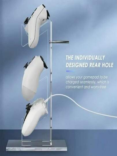 1 قطعة رف تخزين عام، حامل سماعات الرأس، رف معلق من الأكريليك الشفاف، رف معلق قابل للفك، حامل لأجهزة العرض على المكتب، متوافق مع وحدات التحكم في ألعاب /Switch، وسماعات الألعاب