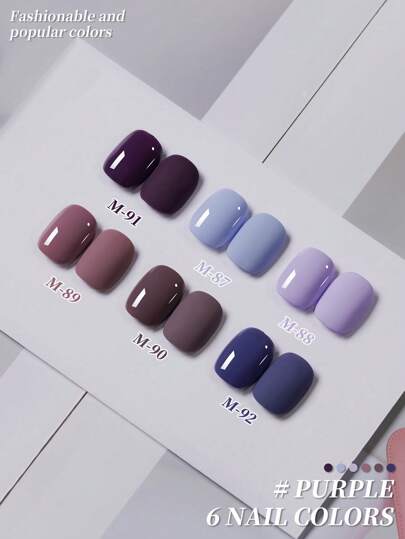 XEIJAYI طقم طلاء أظافر جل ليد/أشعة فوق بنفسجية 6 ألوان 15 مل بالأرجواني، طلاء أظافر جل نصف دائم، جودة صالون DIY لأعمال فن الأظافر للربيع والصيف