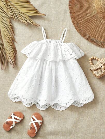 فساتين بيبي فستان كاميسول مطرز أبيض للأم وابنتها في الصيف