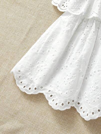 فساتين بيبي فستان كاميسول مطرز أبيض للأم وابنتها في الصيف