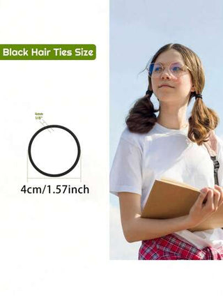 20-100 قطعة اربطة شعر مطاطية سوداء عالية المرونة للفتيات، شرائط لربط الشعر، حامل ذيل الحصان، سكرونشيز، اكسسوارات شعر للفتيات بدون انزلاق