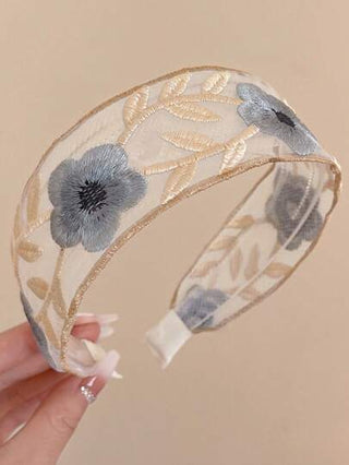 3 قطع شريط رأس أنيق بزهور مطرزة من الشبك بشكل بسيط وجذاب للفتيات، اكسسوارات شعر