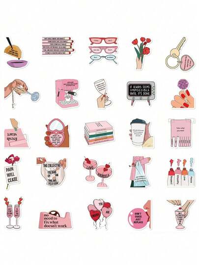 SHEIN 50 قطعة ملصقات إلهامية ، ملصقات للتحفيز لألبوم الصور ، ملصقات إيجابية ومحفزة للمياه ومقاومة للماء للكمبيوتر المحمول والزلاجات والحقائب