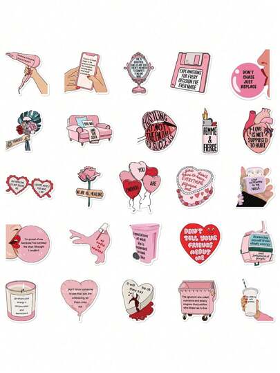 SHEIN 50 قطعة ملصقات إلهامية ، ملصقات للتحفيز لألبوم الصور ، ملصقات إيجابية ومحفزة للمياه ومقاومة للماء للكمبيوتر المحمول والزلاجات والحقائب