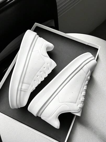 أحذية سكيت بورد منسد رجالي كاجوال مريحة ومطاطية ومقاومة للانزلاق، من جلد البولي يوريثان بتصميم عصري مبسط مناسبة للمراهقين، للتنقلات اليومية والرياضات الترفيهية