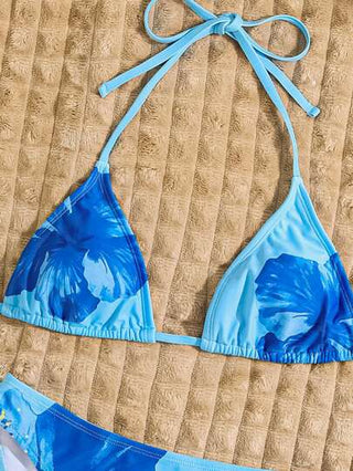 Swim Chiccia مجموعة بكيني قطعتين، طباعة زهرية على قطعة العنق المربوطة أمامي، صيفي وجذاب للنساء موسم الربيع 2025