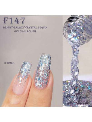 قطعة واحدة طلاء أظافر جل كريستال مجرة لامع 15مل، غراء الأظافر، منتجات طلاء أظافر جديدة لامعة للغاية من البلاتين والألماس المكسور،مشغل ضوئي وبلورات مميزة