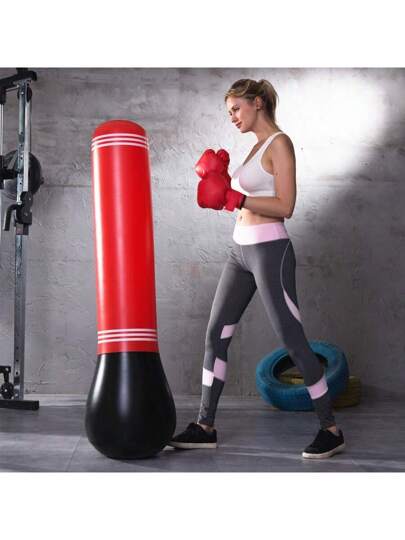 قطعة واحدة عمود اللياقة البدنية القابل للنفخ للبالغين، كيس رملي للياقة مضاد للارتعاش وللتخفيف من التوتر، عمود مكثف للضرب