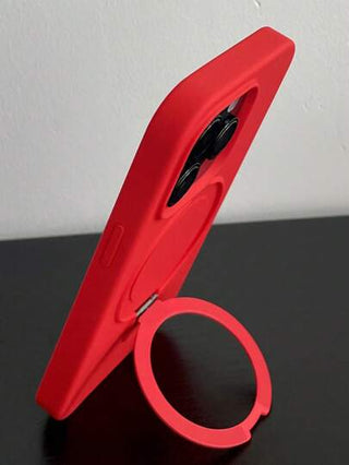 1 قطعة قاعدة حامل حلقي لهواتف آيفون الأنواع 16 15 14 13 12 11 برو بلس ماكس من السيليكون السائل المطفي المخفي للشحن اللاسلكي فاخرة