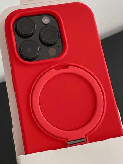 1 قطعة قاعدة حامل حلقي لهواتف آيفون الأنواع 16 15 14 13 12 11 برو بلس ماكس من السيليكون السائل المطفي المخفي للشحن اللاسلكي فاخرة