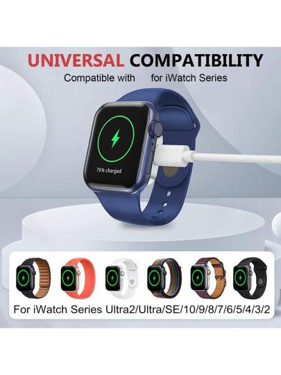 شاحن مغناطيسي متوافق مع ساعة آبل، منفذ 2 في 1 يو اس بي-سي محمول لشحن لاسلكي سريع، متوافق مع ساعة آبل الخارقة والسلسلة SE والإصدارات 10 و 9 و 8 و 7 و 6 و 5 و 4 و 3 و 2