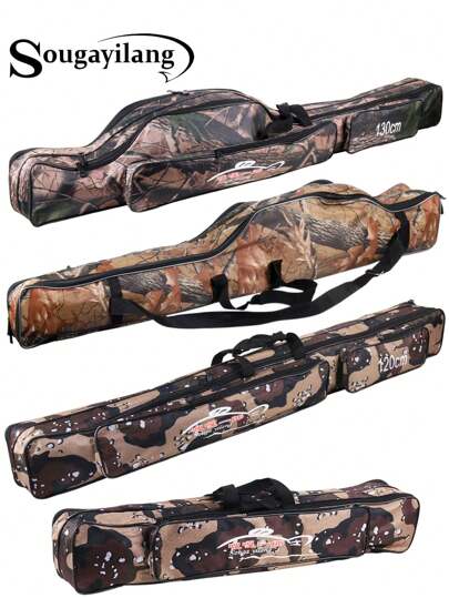 SOUGAYILANG حقيبة تخزين وتنظيم صيد قابلة للطي، حامل لقطع أدوات الصيد، حقيبة لقضيب وبكرة الصيد