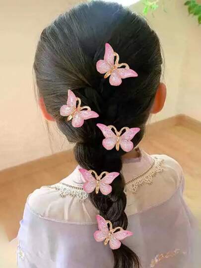 870 قطعة/مجموعة من إكسسوارات الشعر للبنات على شكل فراشة وزهرة دوار ونجمة، باللون الوردي، شاملة: ربطات شعر، مشابك شعر، مشابك شعر كبيرة، مناسبة للاستخدام اليومي والهدايا