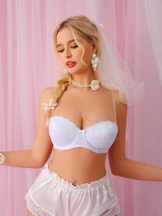 DesireSculpt 1 حبة حمالة نسائية بتصميم الرومانسية والبساطة بدون حمالات سري بدعم مخفي للأعراس