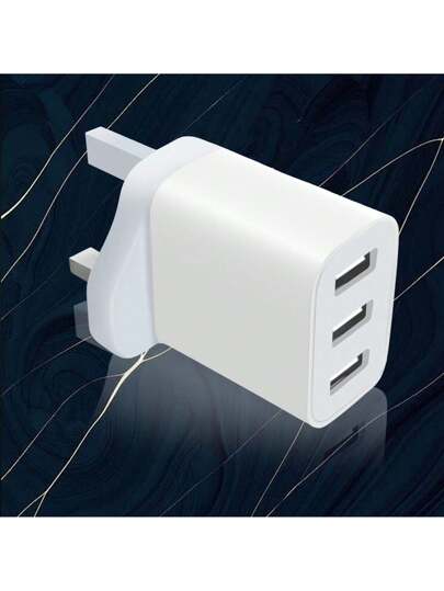 حزمتين من محولات الكهرباء البريطانية ذات 3 دبابيس للشحن بمنفذ يو إس بي، طراز متعدد المنافذ USB بقدرة 12 وات، بتقنية شحن ذكية 5 فولت/2.4 أمبير لشحن هواتف آي فون 16، 15، 14، 13، 12، 11، 10، XS Max، XR، X، 8 بلس، 7، 6، 6S والأيباد