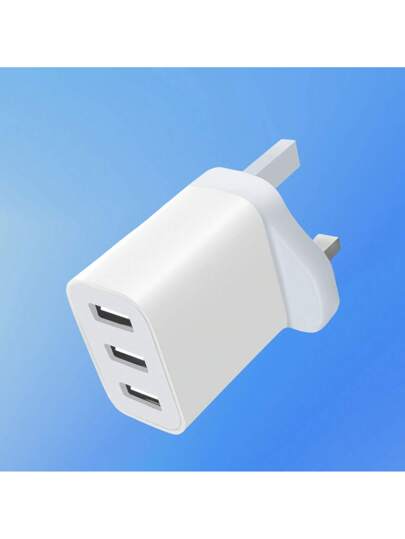 حزمتين من محولات الكهرباء البريطانية ذات 3 دبابيس للشحن بمنفذ يو إس بي، طراز متعدد المنافذ USB بقدرة 12 وات، بتقنية شحن ذكية 5 فولت/2.4 أمبير لشحن هواتف آي فون 16، 15، 14، 13، 12، 11، 10، XS Max، XR، X، 8 بلس، 7، 6، 6S والأيباد