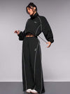 Streetz SHEIN Sport بذلة رياضية للنساء تشمل جاكيت مع حواف ملونة وحبل للسحب في الخصر وبنطال طويل