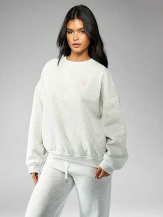 Missguided x Playboy MISSGUIDED بلوزة رياضية كبيرة الحجم مطبوع عليها شعار أرنب