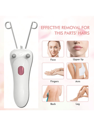 مزيل شعر الوجه بالخيط للنساء قابل للشحن ولاسلكي، لإزالة الشعر الدقيق على الذقن والجبهة والشفاه العليا والأذرع والساقين والظهر، قطعة واحدة
