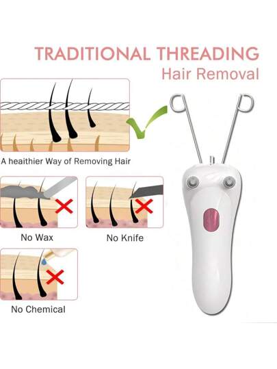 مزيل شعر الوجه بالخيط للنساء قابل للشحن ولاسلكي، لإزالة الشعر الدقيق على الذقن والجبهة والشفاه العليا والأذرع والساقين والظهر، قطعة واحدة